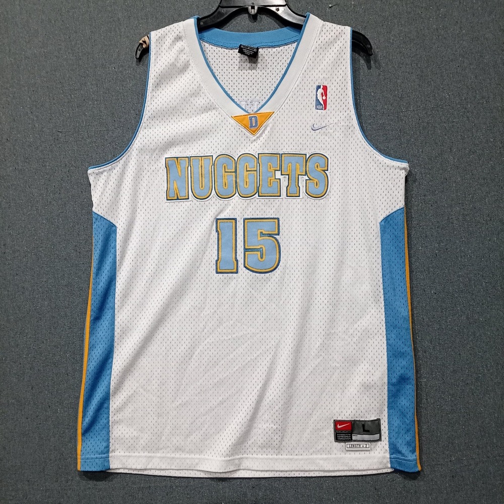 Nike Team NBA Denver Nuggets Carmelo Anthony 15 Jersey White Blue Mens Large +2